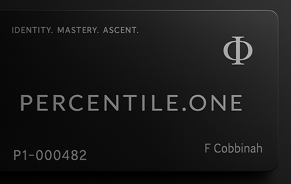 Percentile Black Card, matte black with embossed logo